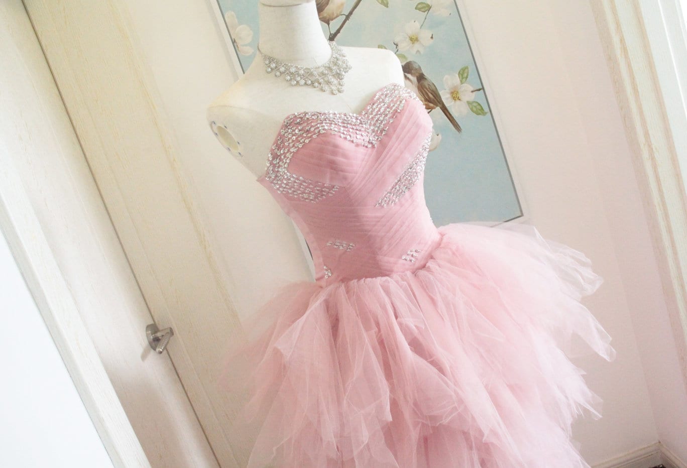 pink tulle high low dress Pink Tulle High-low Tiered Layered Birthday Party Dress