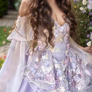 Fairy Lace Heimkehr Kleid: Lila Langarm Party Kleid