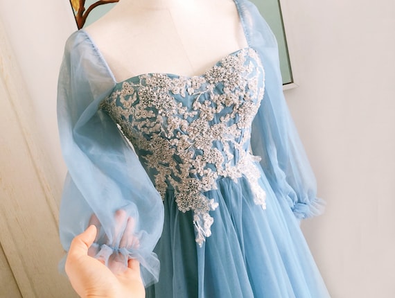 chinese dress ladies Mattie Long Sleeve Maxi Dress - Blue Grey main image 0