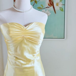 yellow prom dress satin evening gown slit pretty yellow bridesmaid dresses