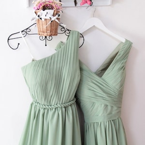 Sage Green Bridesmaid Dresses One Shoulder Sage Green Bridesmaid Dresses Sage Bridesmaid Dresses image 3