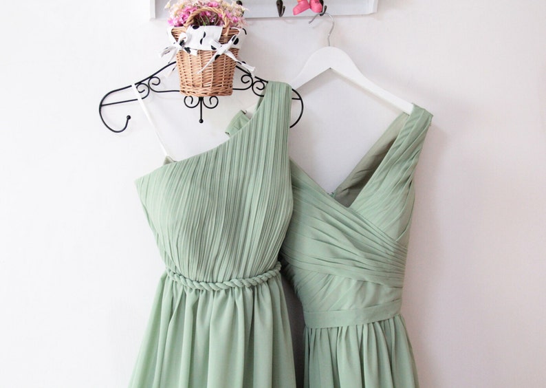Sage Green Bridesmaid Dresses One Shoulder Sage Green Bridesmaid Dresses Sage Bridesmaid Dresses image 3