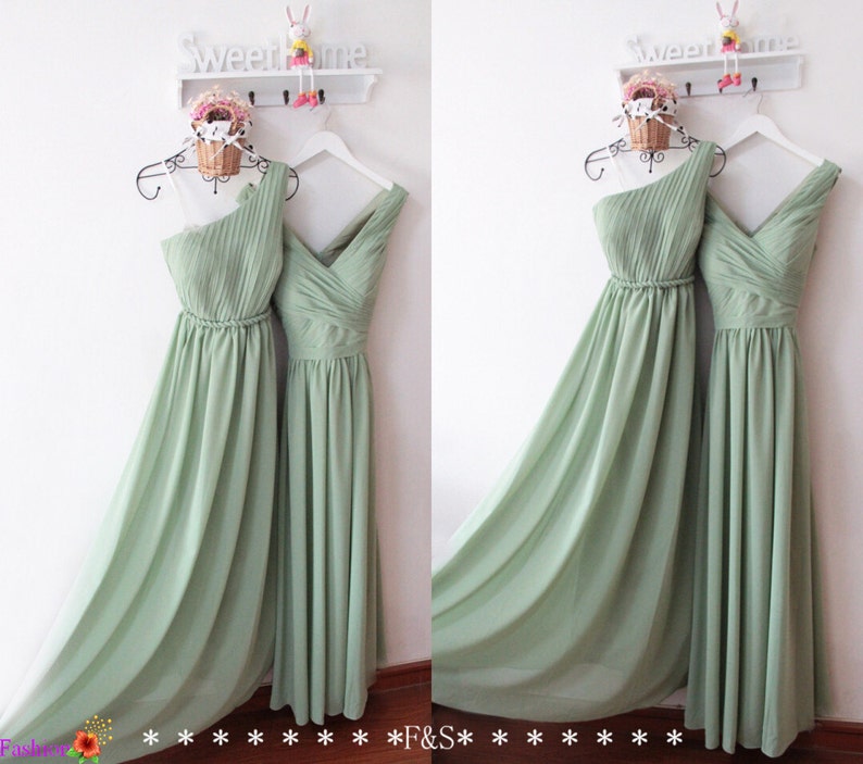 Sage Green Bridesmaid Dresses One Shoulder Sage Green Bridesmaid Dresses Sage Bridesmaid Dresses image 1