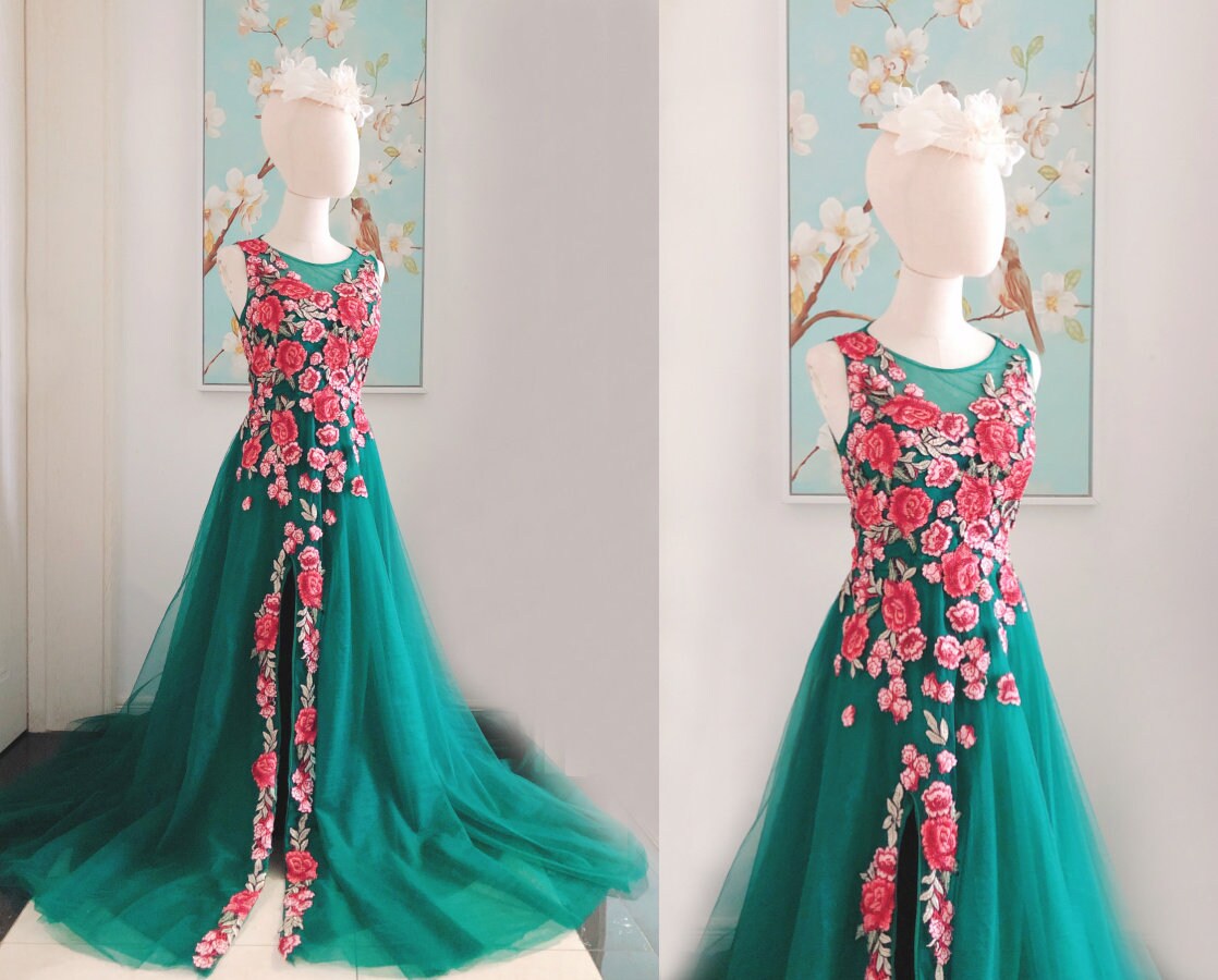 Net top floral dress