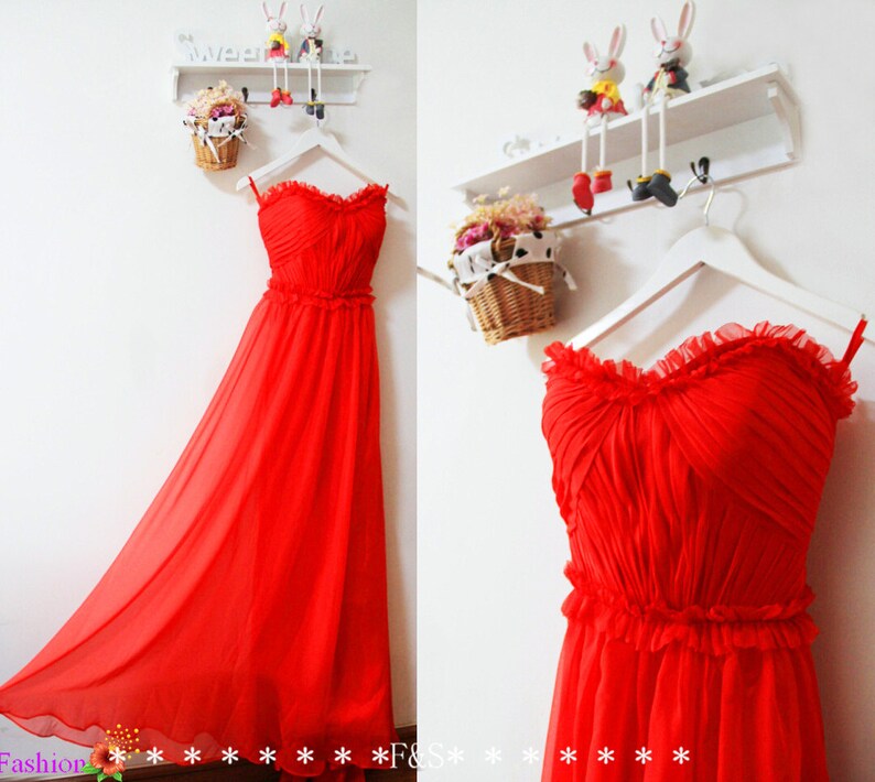 Red Bridesmaid DressLong Cheap Prom DressElegant Prom | Etsy