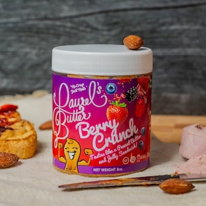 Berry Crunch Butter - Almond Butter, Peanut, Vegan, Protein, Crunchy, PB & J, Gluten Free - No Added Sugar and Preservatives, Breakfast