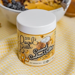 Coconut Cashew Butter - Healthy Snack, Protein, Keto, Gluten Free, Vegan, Cashews, Creamy, Oatmeal, No Preservatives, No added Sugar