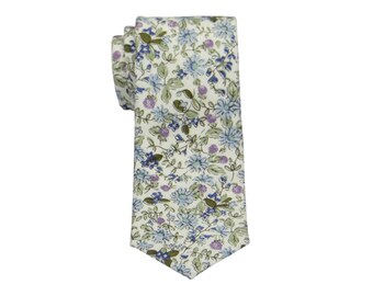 Sage Green Tie. Sage Floral Tie. Dusty Sage Ties for Men. Dusty Sage Green Floral Tie Pocket Square.