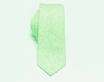 Mint Green Wool Tie. Mint Green Skinny Tie. Mens Neckties. Wedding Ties.Groosmen Ties.Matching Set.