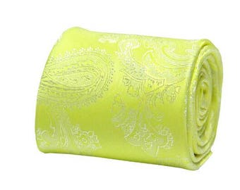 Lemon Yellow Paisley Ties. Mens Lemon Yellow Silk Ties.Standard Width.Lemon Wedding Ties.Gifts.