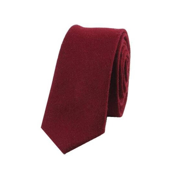 Burgundy Wool Tie. Burgundy Skinny Ties. Burgundy Neckties for Wedding. Mens Slim Ties. Solid Wool Ties.