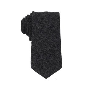 Frederick Thomas Skinny Negro y Gris a Cuadros Tweed 100% Lana Tie FT1941 