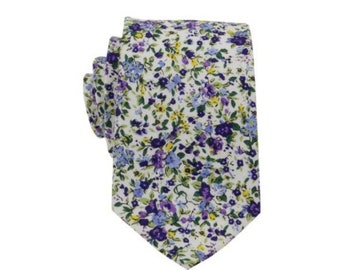 Violet and Blue Ties.Blue Floral Ties.Mens Tie Floral.Violet Tie for Men. Violet Floral Ties.Wedding.Prom.Gift.