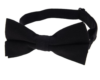 Black Chambray Bowtie. Black Cotton Bowtie. Black Bowtie for Men