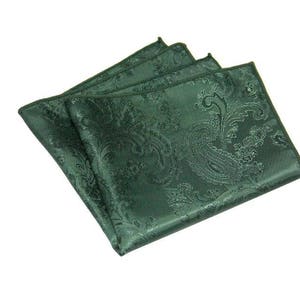 Deep Green Paisley Pocket Square.Green Wedding Pocket Squares.Mens Hanky.Gift for Him.Mens Gifts.