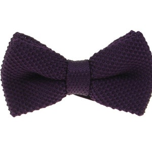Dark Purple Bowties.Solid Purple Bowtie for Wedding.Mens Knitted Bowties.Wedding Bowtie Purple.Groomsmen Bowtie.
