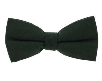 Dark Green Linen Bow Ties. Dark Green Bowties for Men.Emerald Green Bow Ties.Forest GreenWedding Bowtie.Groomsmen Bowties.Mens Gifts.