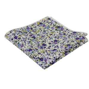 Violet Purple and Blue Pocket Square. Violet Floral Pocket Square.Mens Cotton Hanky.Wedding.Prom.Gift