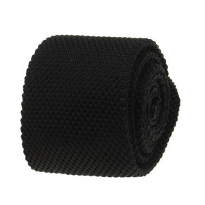 Black Ties. Black Knit Tie. Mens Tie Black. Black Color Slim Tie. Black Slim Knitted Necktie for Men Wedding Groomsmen Groom