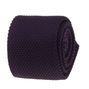 Dark Purple Tie. Plum Color Tie. Mens Tie Plum. Dark Purple Knitted Ties. Wedding Groosmen Tie