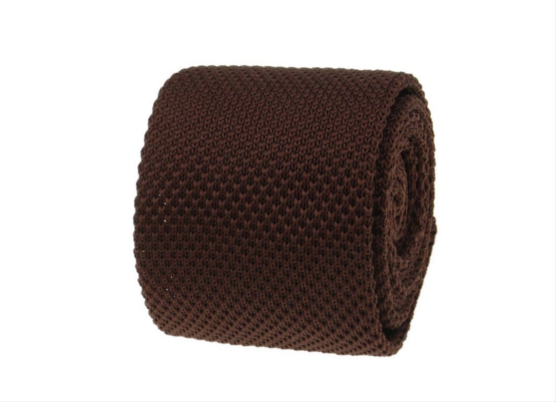 Dark Brown Tie. Brown Knit Tie for Men. Dark Brown Knitted Etsy