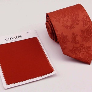 Sienna Ties. Mens Burnt Orange Tie. Rust Neckties for Men. Rust Sienna Wedding Tie Pocket Square Bow Tie