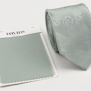 Dusty Sage Ties. Dusty Sage Green Neckties for Men. Dusty Sage Wedding Tie Pocket Square Bow Tie