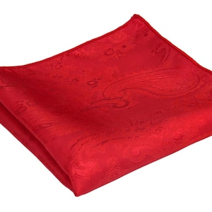 Red Pocket Square. Mens Ruby Red Color Handkerchief. Scarlet Red Hanky for Wedding Groomsmen Groom.