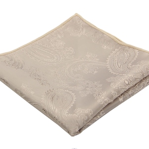 Biscotti Pocket Square. Beige Pocket Sqaures. Taupe Hanky for Wedding Groomsmen Groom.