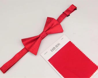 Red Bowtie -  Mens Red Self Tie Bow Ties -  Red Paisley Pretied Bow Ties for Men and Kids