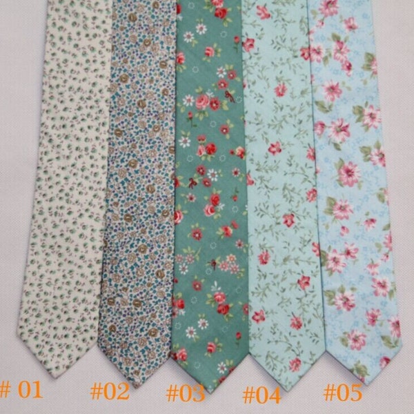 Floral Cotton Men's Tie: Wedding Groomsmen Necktie