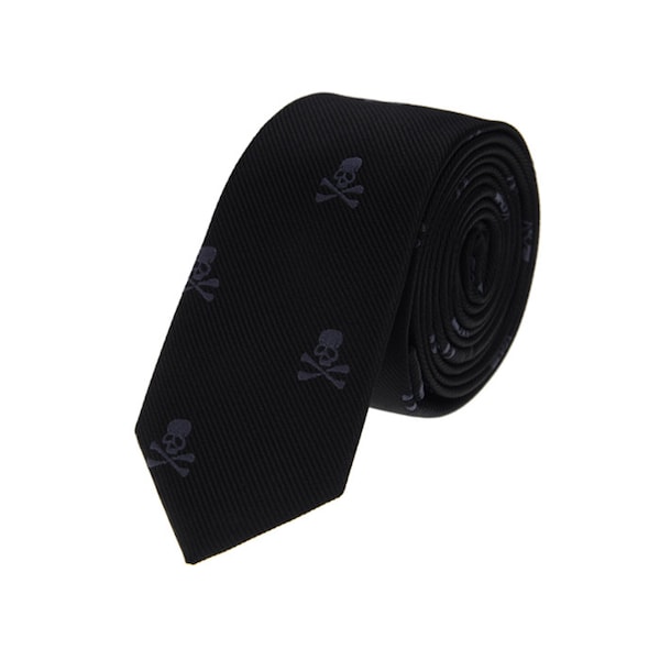 Black Skull Neckties.Party Ties.Ties for Men.Wedding Ties.Gift for Him.Skinny Tie.Mens Suit Accessories