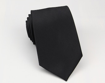 Black Ties For Men - Satin Stripe Tie - Mens Necktie -  Business Tie