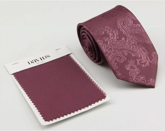 Chianti Ties. Chianti Neckties for Men. Mens Tie Dark Mauve. Mauve Chianti Wedding Tie Pocket Square Bowtie