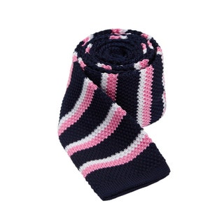 Striped Neckties.Navy White And Pink Striped Ties.Adult Ties.Suit Accessories.Necktie For Wedding.