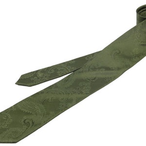 Mrtini Olive Tie. Mens Tie Olive Green. Moss Necktie for Men. Mrtini Olive Wedding Tie Pocket Square Bowtie image 2