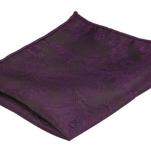 Plum Pocket Square. Dark Purple Pocket Squares. Dark Purple Hanky for Wedding Groomsmen Groom.