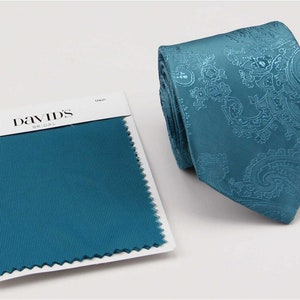 Oasis Ties. Mens Tie Peacock Blue. Teal Blue Ties for Men. Oasis Wedding Tie Pocket Square Bowtie Option