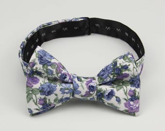 Dusty Blue Bow Ties - Mens Light Blue Floral Bowties - Dusty Blue Bow Tie for Men Kids Boys - Wedding Groomsmen Groom