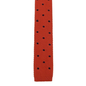 Orange Skinny Ties With Black Dots.Mens Slim Neckties.Wedding Mens Ties.Dots Neckties image 2