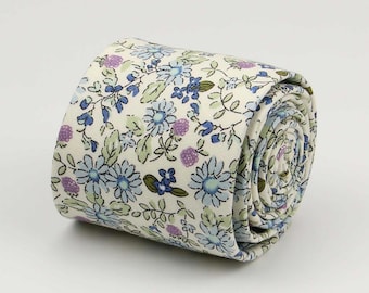 Dark Sage Green Floral Ties - Mens Eucalyptus Blue Pattern Necktie for Men Kids Boys - with Pocket Square Option