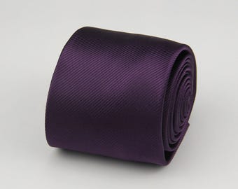 Plum Ties - Satin Stripe Tie - Dark Purple Eggplant Necktie - Mens Gifts - Formal or Business Casual