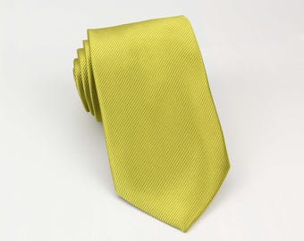 Willow Green Ties For Men - Satin Stripe Tie - Mens Lime Color Necktie - Wedding Gift