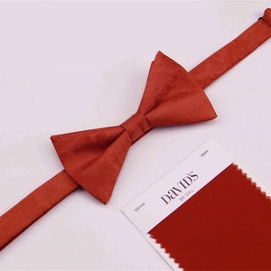 Sienna Bow Ties - Mens Rust Burnt Orange Paisley Bowties - Bow Tie for Men Kids Boys -  Davids Bridal Azazie Wedding Color