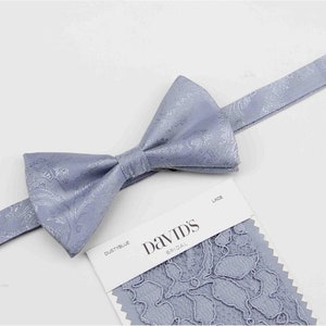Dusty Blue Bow Ties. Dusty Blue Silk Paisley Bowtie. Dusty Blue Wedding Bowtie for Men and Kid