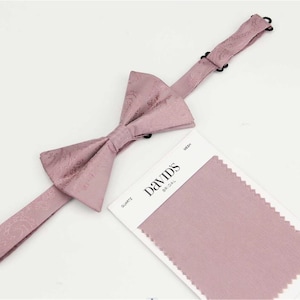 Quartz Bow Ties - Mens Dusty Vintag Mauve Paisley Bowties - Quartz Bow Tie for Men Kids Boys - Wedding Groomsmen