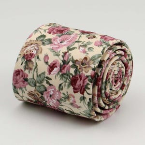 Dusty Rose Floral Ties. Dusty Rose Pink Neckties for Wedding. Mens Tie Desert Rose. Desert Rose Pink Tie Pocket Square Bowtie