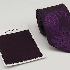 Plum Ties. Dark Purple Mens Tie. Dark Purple Neckties for Men. Plum Wedding Tie Pocket Square Bow Tie