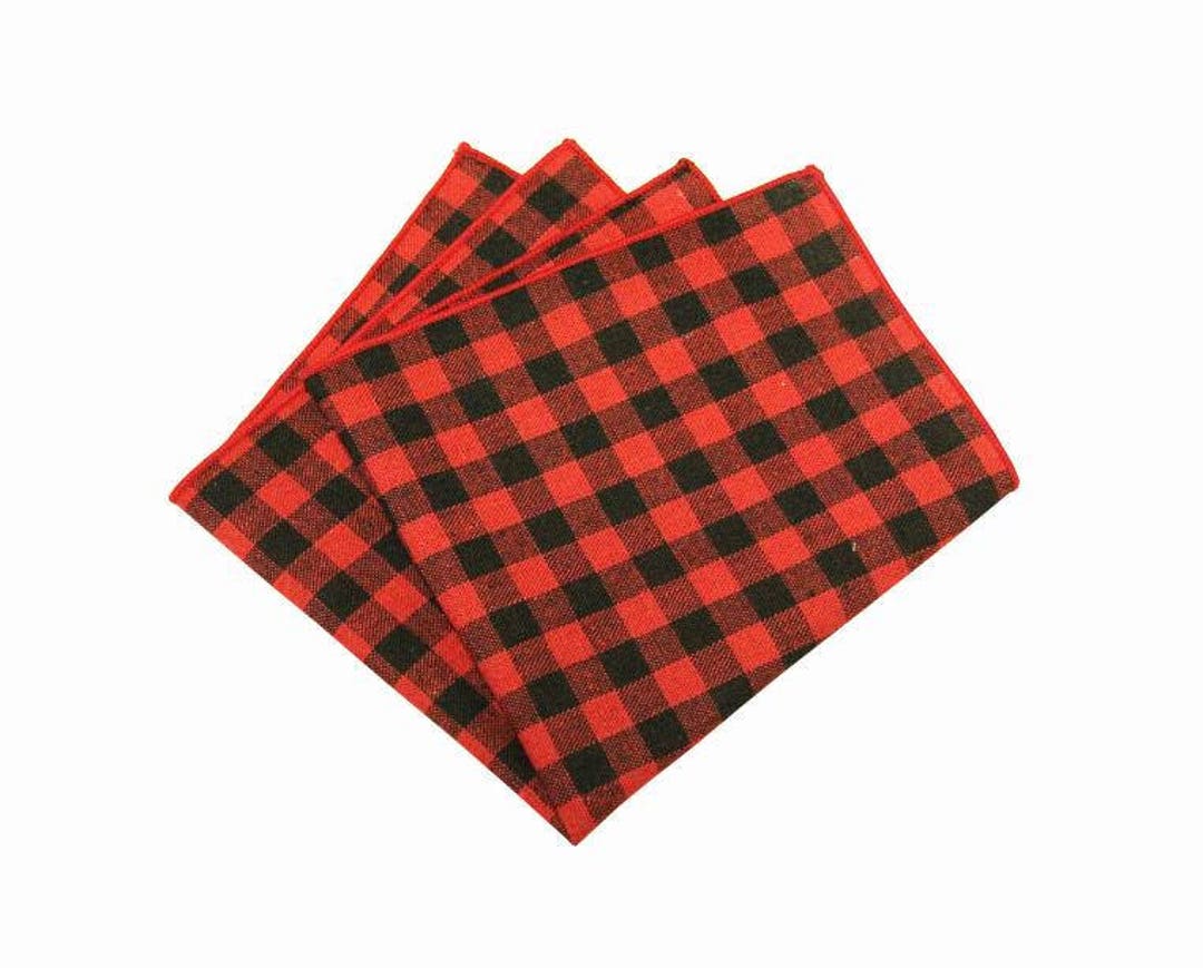 Red Plaid Pocket Square.red Cotton Gingham Pocket Square.red - Etsy