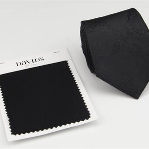 Black Ties. Mens Black Paisley Tie. Mens Tie Black. Black Neckties for Men. Black Wedding Tie Bow Tie Pocket Square .